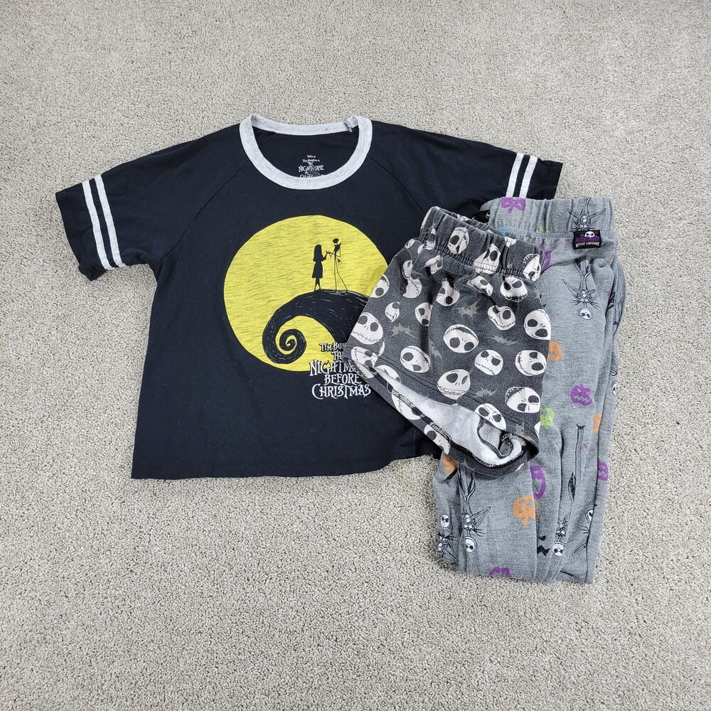 The Nightmare Before Christmas Womens Pajama Set S Black Gray Goth Graphic